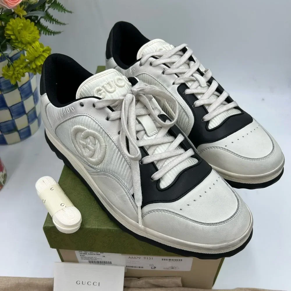 Men's Gucci Mac 80 low top leather sneakers size 10 fits 10.5 US made in Italy